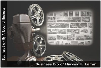 a projector showing a collage of Harvey H. Lamm