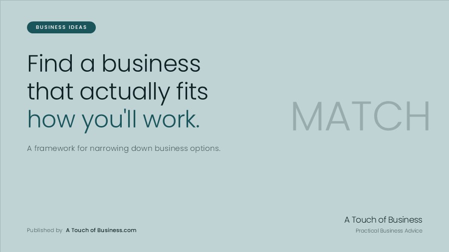 Featured image for A Touch of Business guide on choosing the business that fits you.
