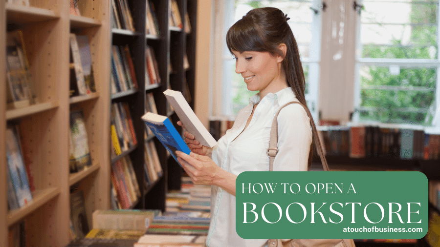 A woman shopping in a bookstore.