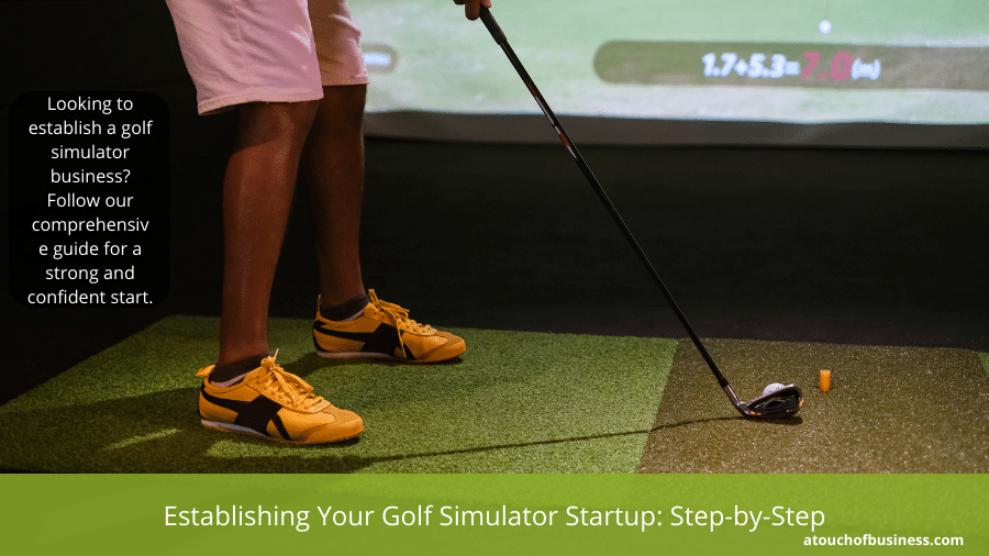 Man Playing Golf on a Simulator.
