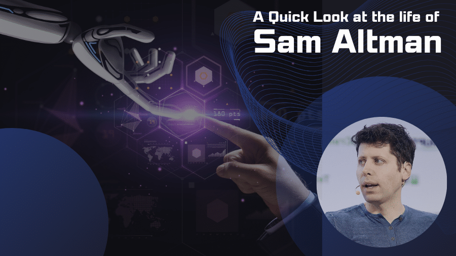 An image of Sam Altman wearing a microphone.