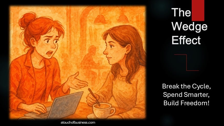 Watercolor sketch of two women talking at a café, discussing finances with warm tones.