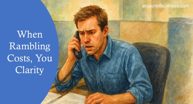 Watercolor of a stressed freight broker on a call with shipping map and urgent client note visible.