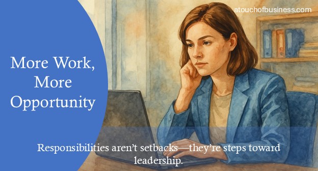 Young professional woman at laptop, watercolor style, focused and confident expression.