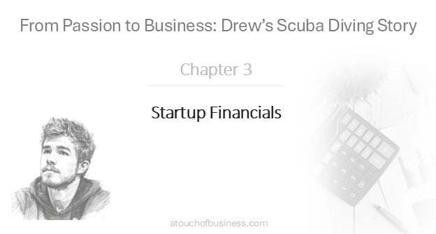 Drew and finance-themed background (calculator/ledger).