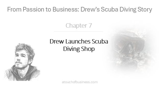 Drew and diver silhouette celebrating launch.