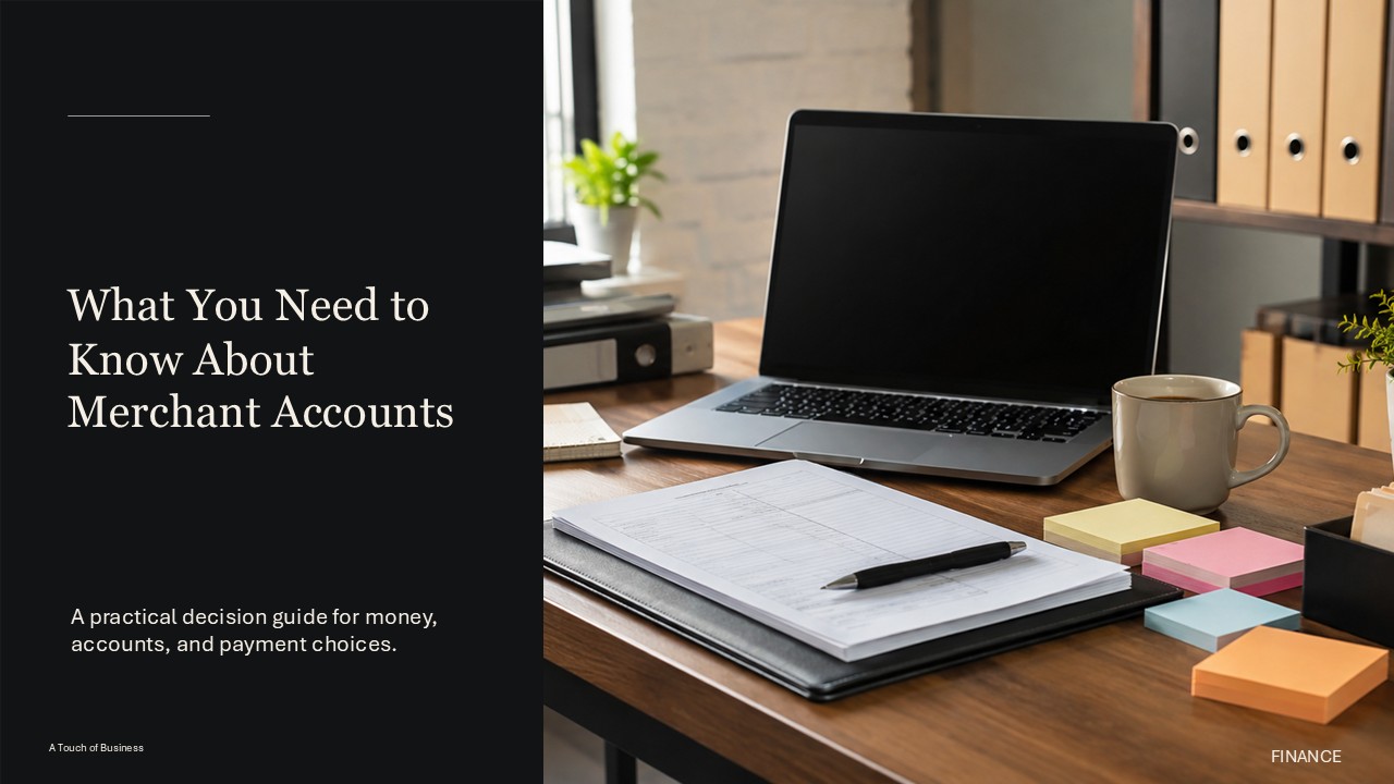 Professional finance workspace supporting What You Need to Know About Merchant Accounts.