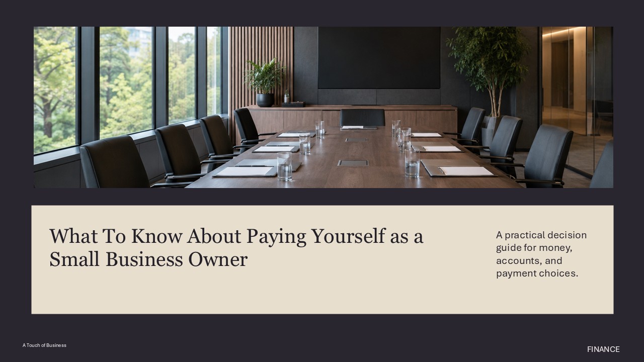 Professional finance workspace supporting What To Know About Paying Yourself as a Small Business Owner.