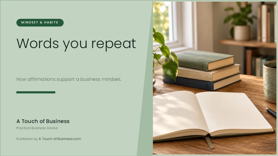 Featured image for A Touch of Business guide on affirmations for business success.