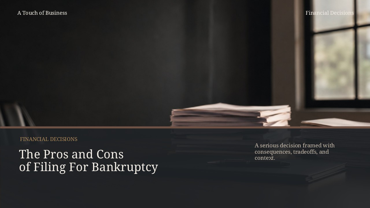 Moody conference table with folders, clipped papers, and soft window light.