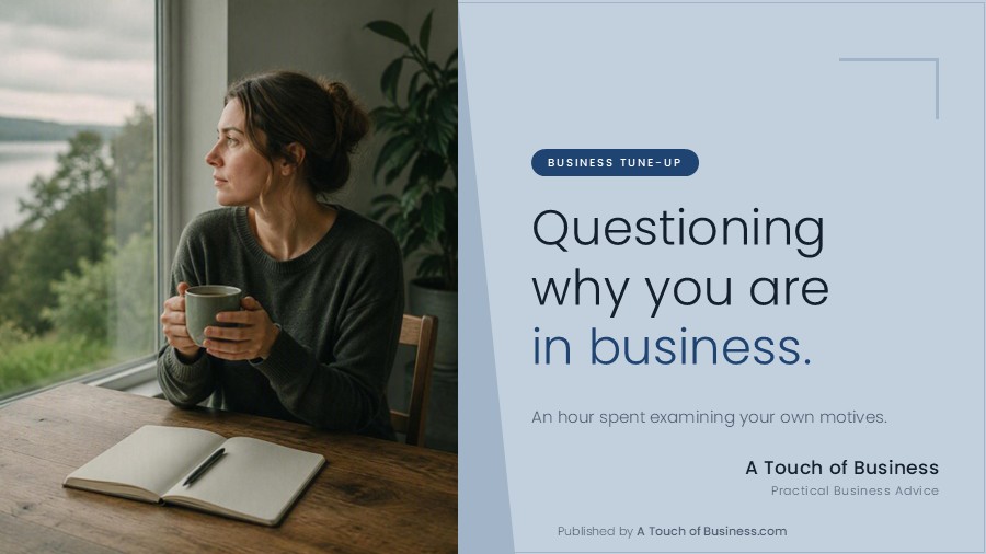 Featured image for A Touch of Business guide on examining your reasons for being in business.