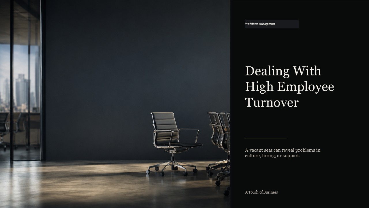 Moody conference room with an empty chair beside a long meeting table.