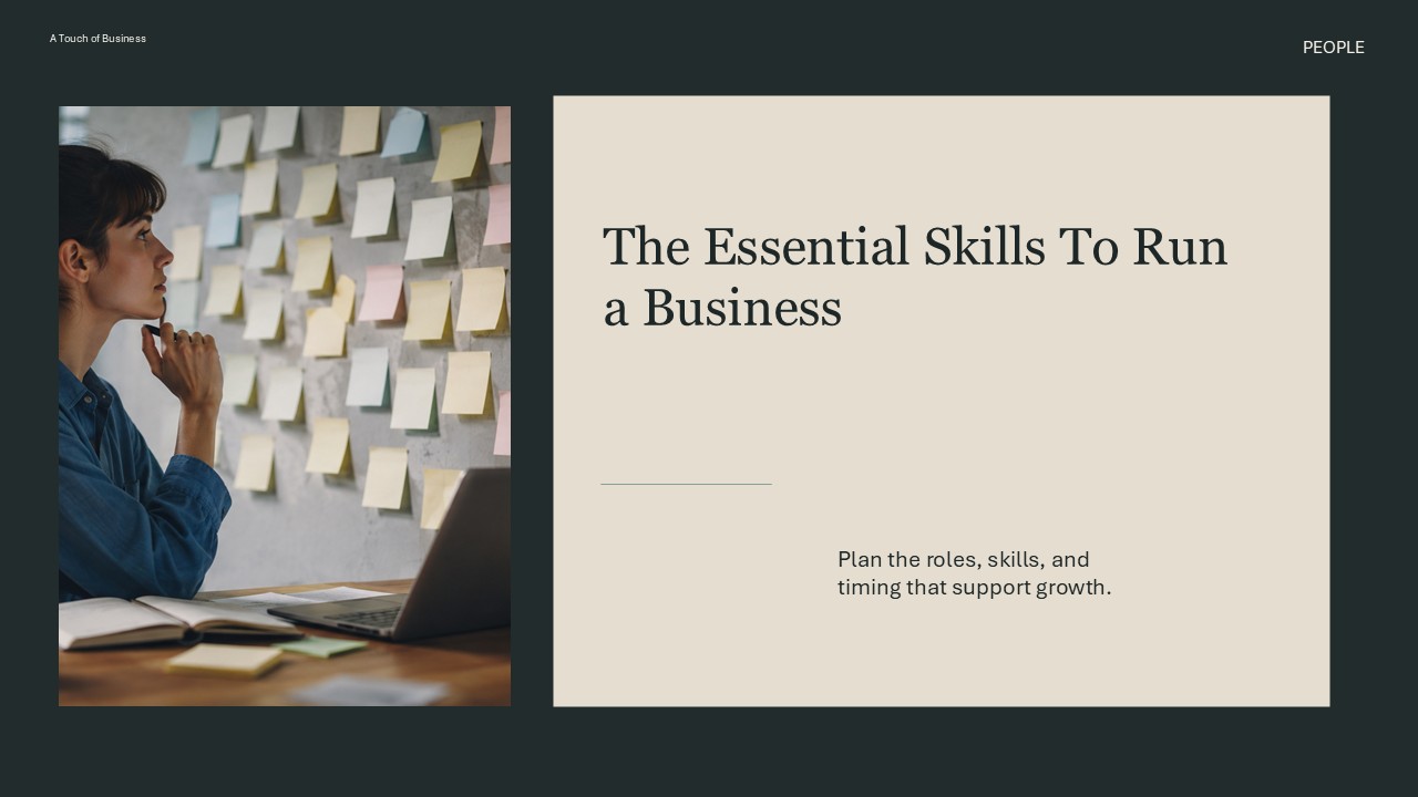 Professional team workspace supporting The Essential Skills To Run a Business.