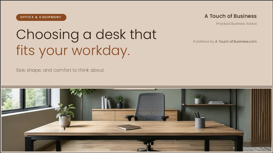 Featured image for A Touch of Business guide on choosing an office desk.