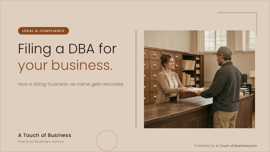 Featured image for A Touch of Business guide on registering a DBA.
