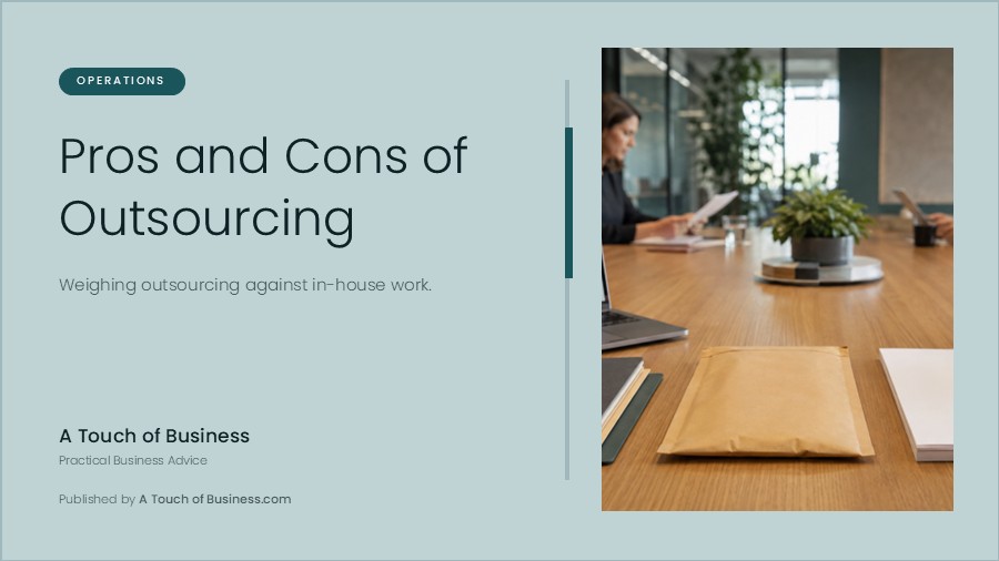 Featured image for A Touch of Business guide on the pros and cons of outsourcing.