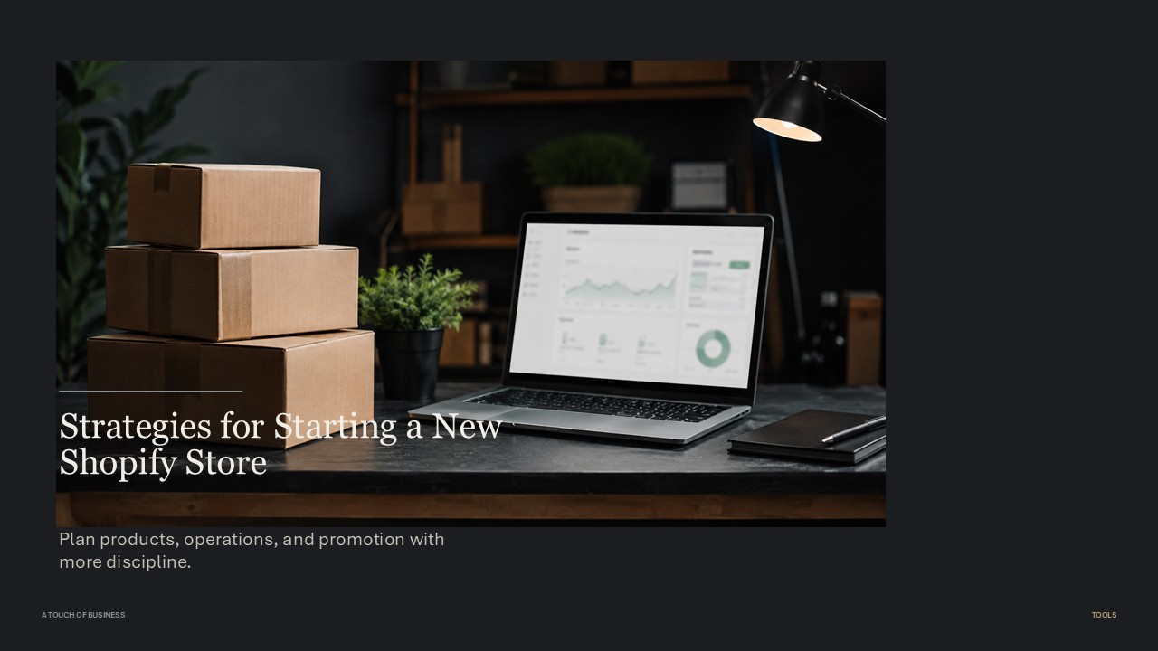 Shipping boxes and laptop on a dark e-commerce workspace.