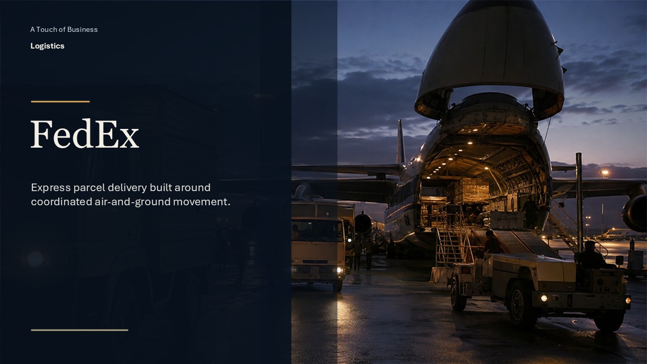 Generic cargo aircraft and trucks being loaded on a wet airport tarmac at dusk.