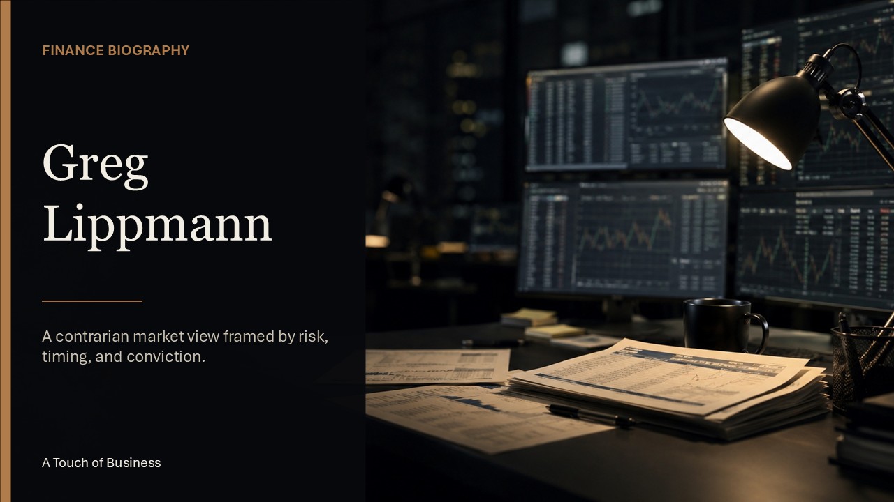 Moody late-night finance desk with charts, documents, and glowing market screens.
