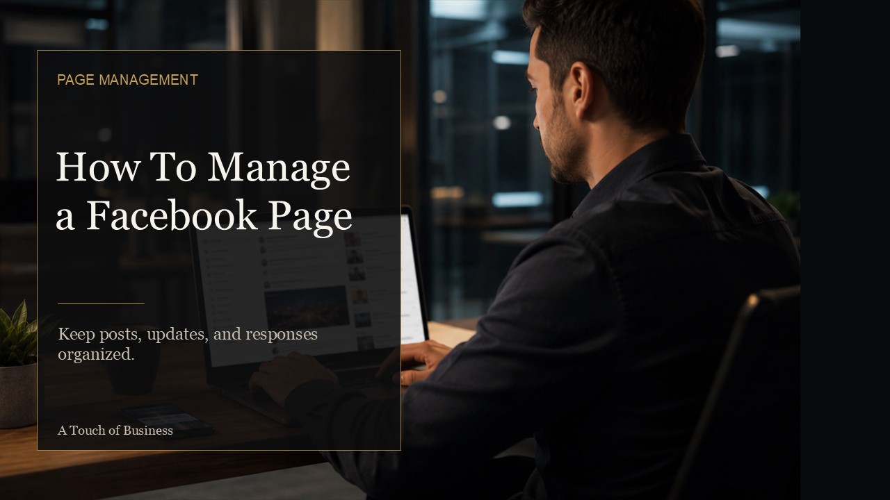 Professional working on a laptop social feed in a modern office at night.