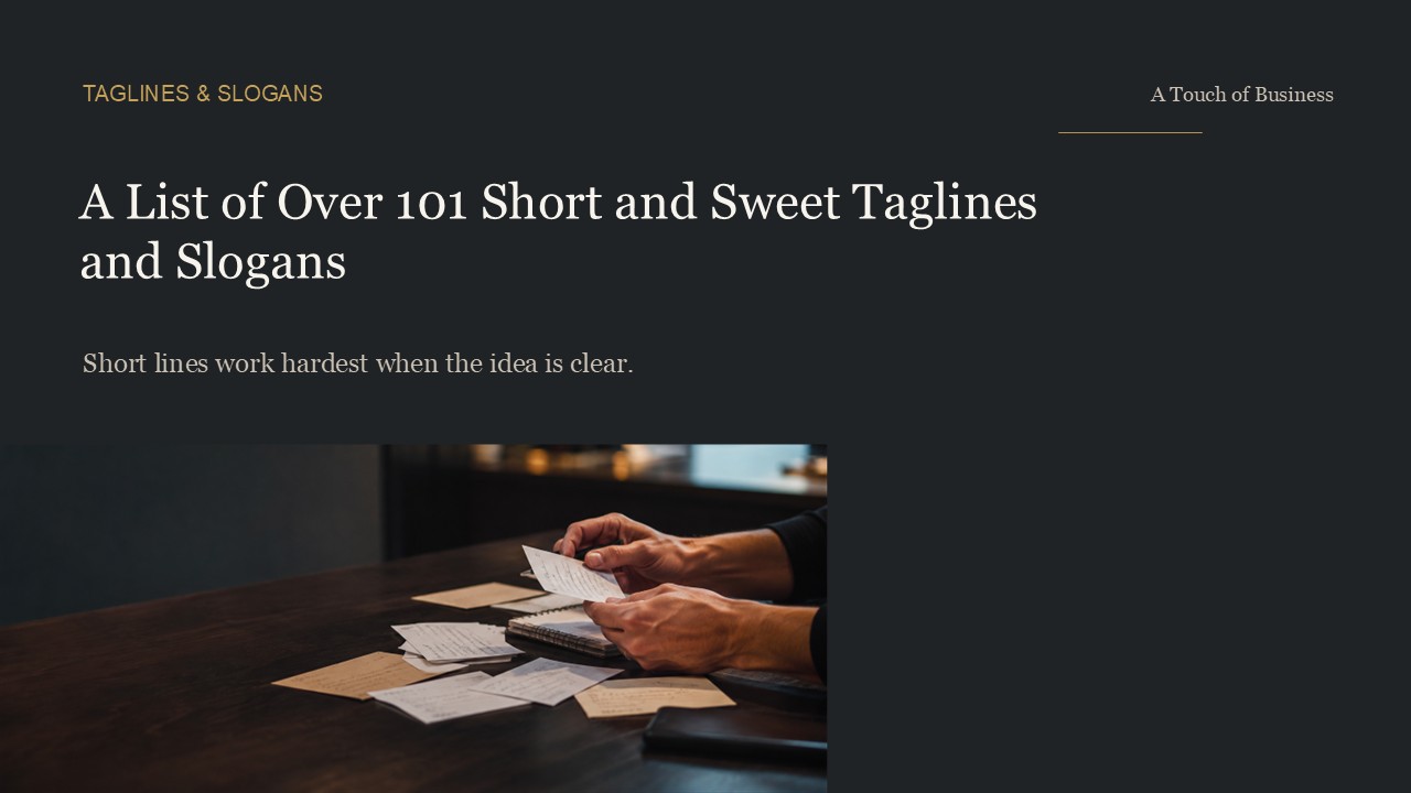 Hands sorting handwritten note cards on a dark wooden table with notebook and phone.