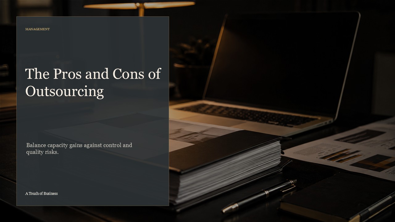 Realistic cinematic image of a dark binder, laptop, and chart documents in a warm-lit work setting for a management article.