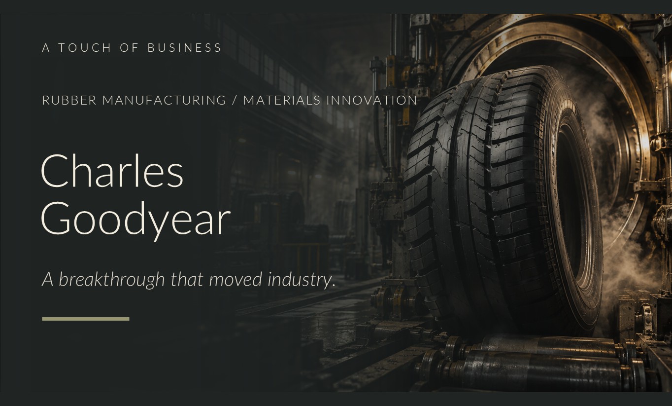 Vulcanized rubber tire emerging from a metal mold in a smoky industrial factory.