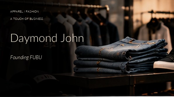 Dark streetwear boutique with an unbranded rack of jackets and stacks of folded denim.